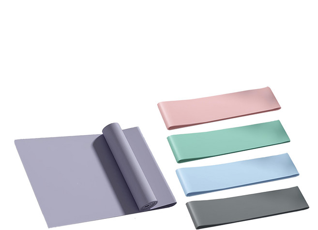 Nopeasti 諾比 高強拉伸瑜伽彈力帶套組 伸展塑型綜合磅數五件套, 粉色/藍色/綠色/灰色/紫色, 1組