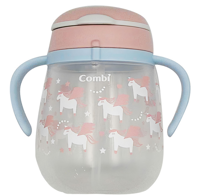 Combi 康貝 LakuMug樂可杯第三階段吸管杯, 奇幻旅程 粉色 + 藍色, 340ml, 1個