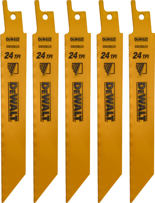 DEWALT 得偉 雙金屬鐵工用金屬及金屬管材鋼材快速切割軍刀鋸片 DT 2385 152mm, 5個