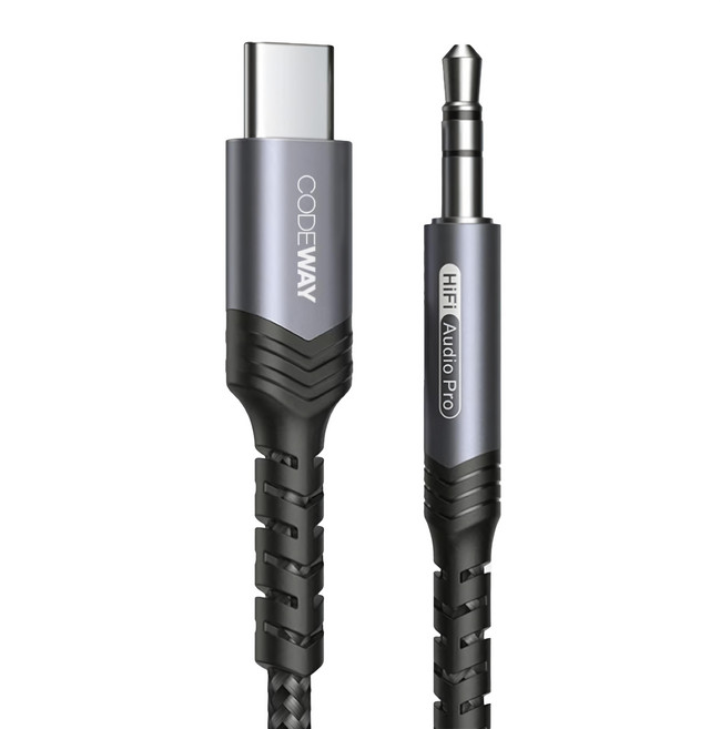 CODEWAY Type-C to AUX 高保真音質 音源線 2m, 黑色, 單一商品, 1條