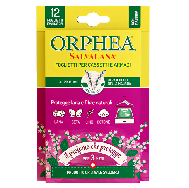 오르페아 스위스 옷장방향제 서랍장 및 옷걸이용 12매입, 8.04g, 1개, 파츌리향
