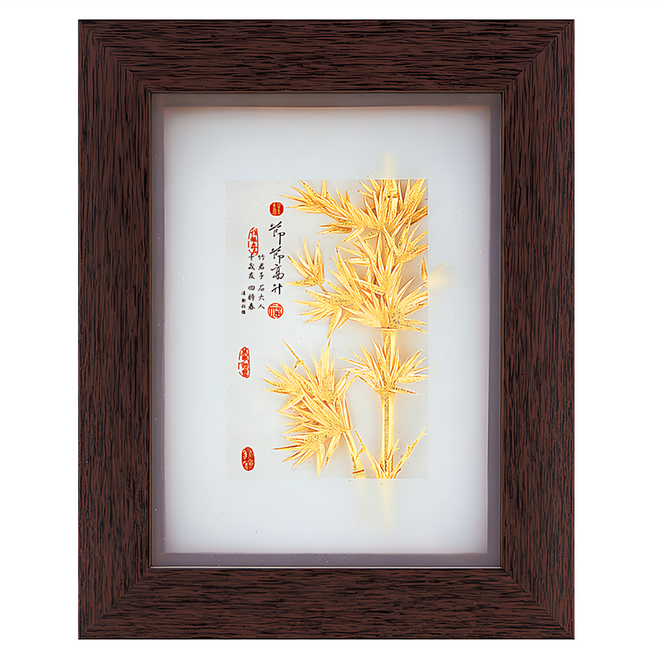 雅鑑鑫品 金箔畫禮品 純金古香系列 節節高升, 深咖啡色