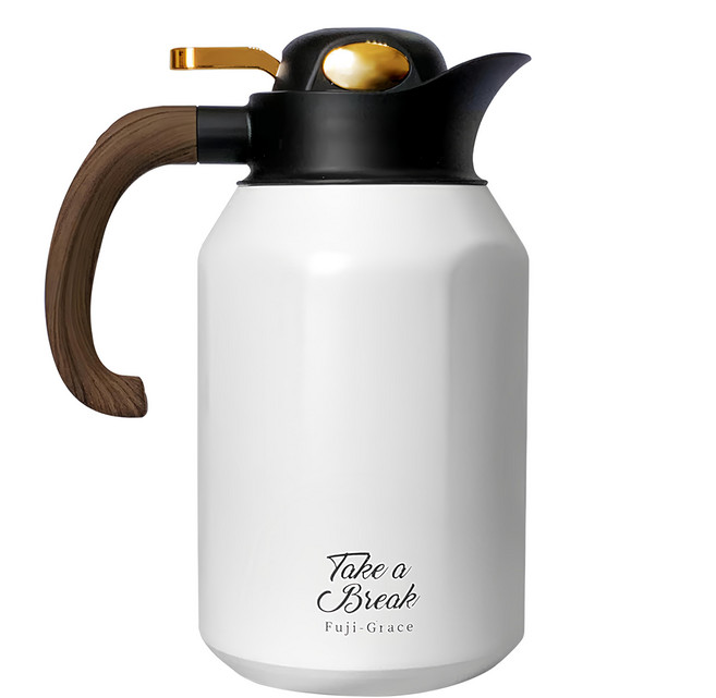 FUJI-GRACE 富士雅麗 316不鏽鋼快開咖啡保溫壺, 白色, 1.7L, 1個