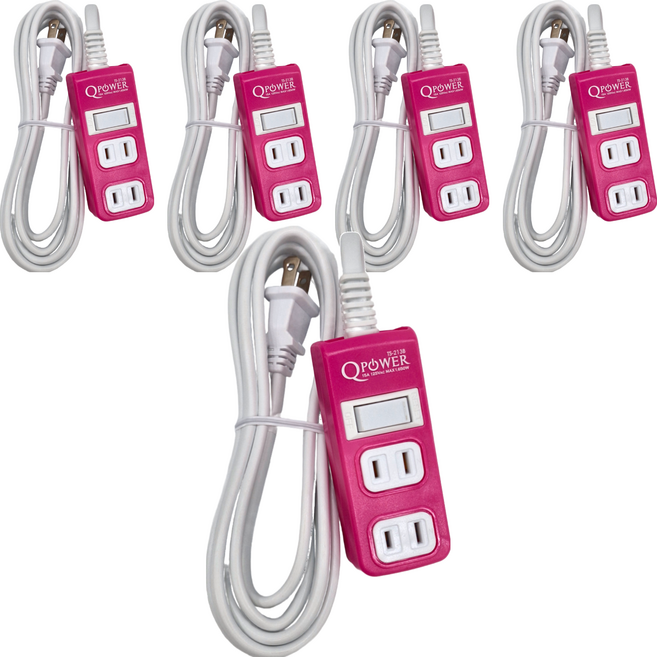 Tyson 太順電業 QPOWER 太超值 1切3座2P延長線 9尺 TS 213B, 2.7m, 洋紅色, 5條