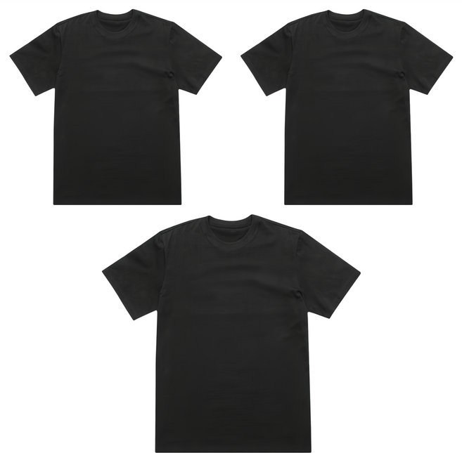 BASE ALPHA ESSENTIALS 中性款素色圓領短袖T恤 3件組, 黑色