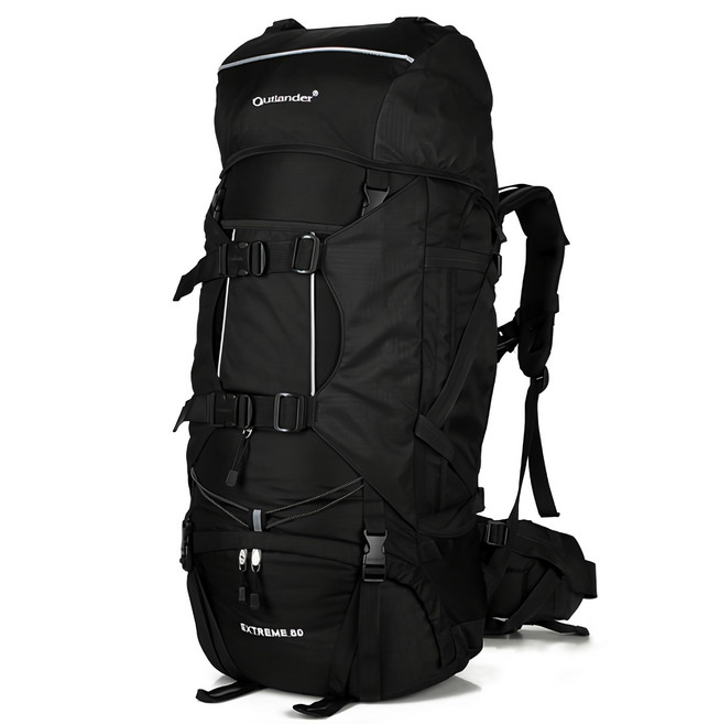 ADDEDIT Antony 大型80L登山背包 附防雨罩顏色隨機, 黑色