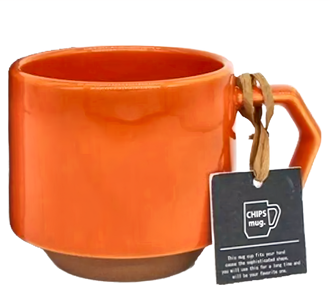 CHIPS mug. 美濃燒 咖啡杯 日本製, 橘色, 1個
