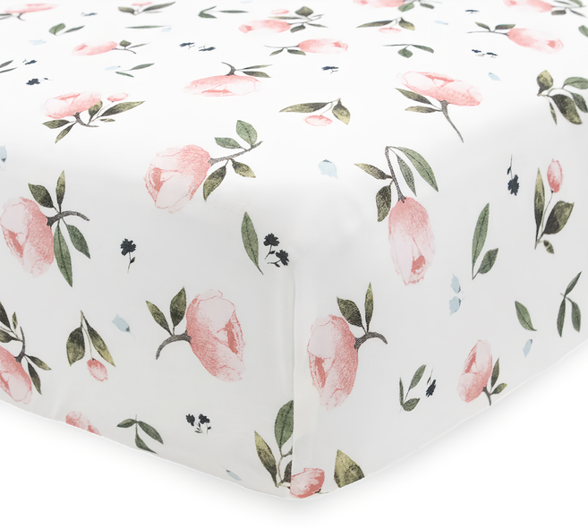 little unicorn 絲柔超彈床包 竹纖維, 水彩玫瑰, 1個