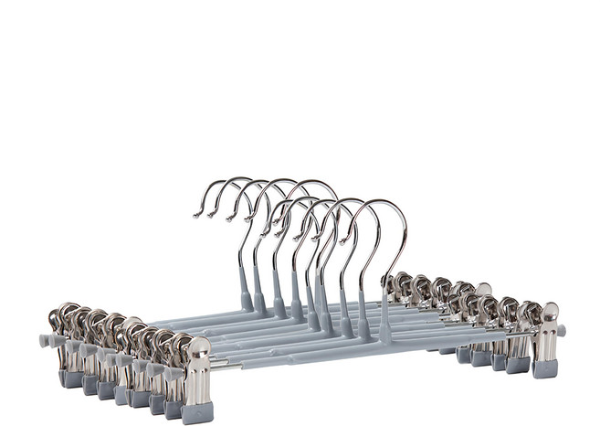 葉子小舖 多功能不銹鋼無痕防滑褲架, 10個, 灰色