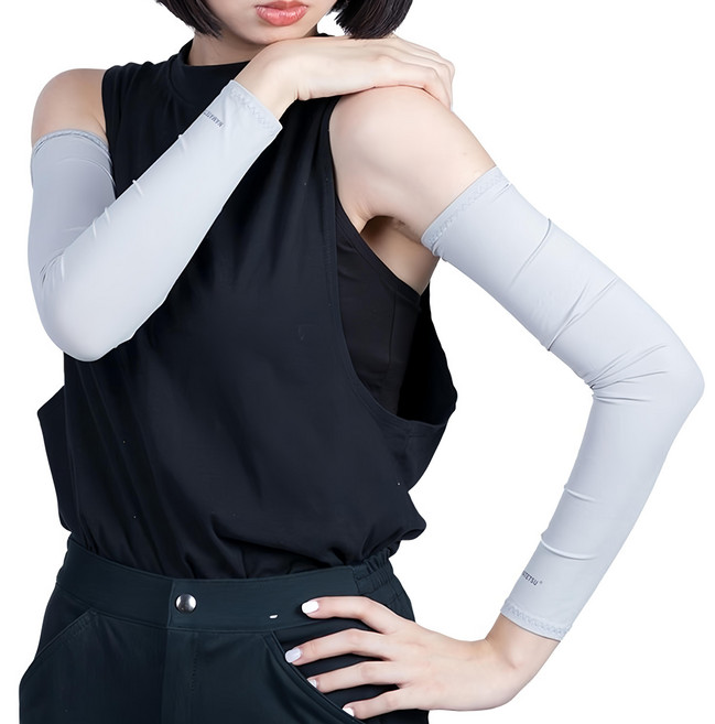 NAMATETSU 生鐵 男女共款 冰絲涼感抗UV防曬袖套 灰色 1雙