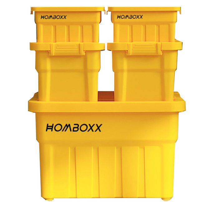 FL生活+ 工業風高荷重附蓋收納箱混搭5件組, 5個, 夏日黃