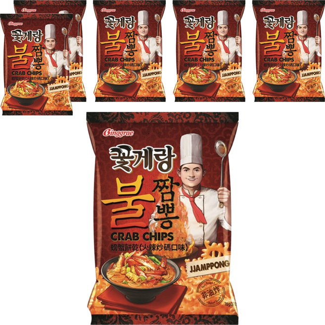 Binggrae 螃蟹餅乾 火辣炒碼口味, 70g, 6包