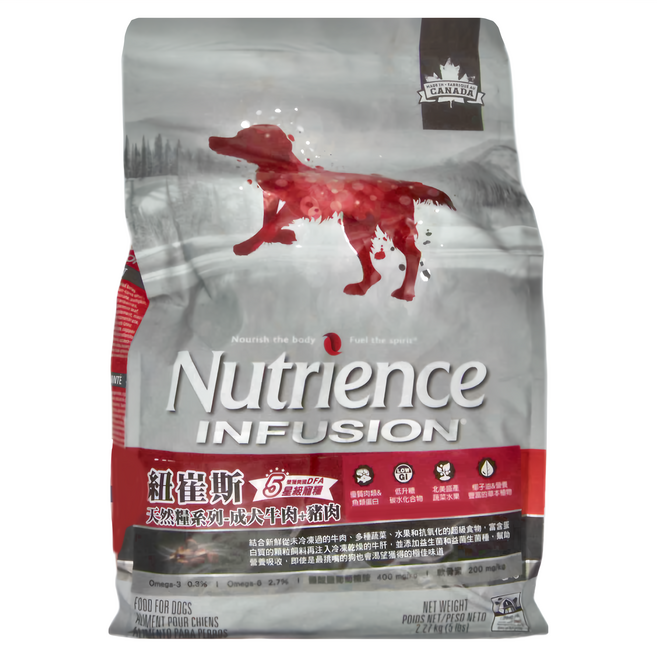 Nutrience 天然糧系列 成犬 乾飼料, 牛肉 + 豬肉, 2.27kg, 1袋