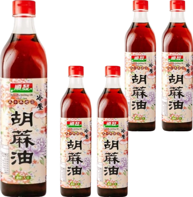 順發油品 冷壓胡麻油, 520ml, 5瓶