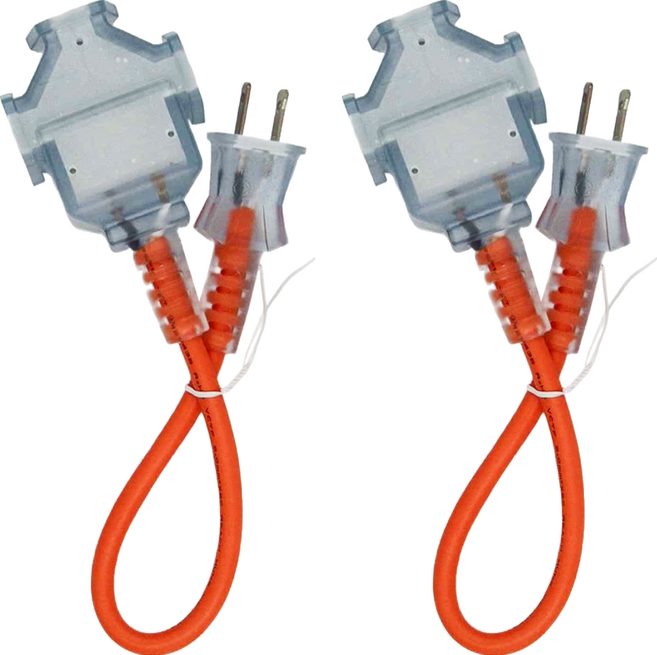 FONG HUA 崶華 動力線附過載開關2X2C 1台尺, 30cm, 橘色, 2條