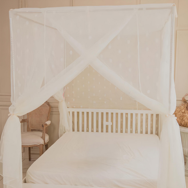 C.G.&C. S.M.C. 凱蕾絲帝 台灣製造 針織蚊帳 開三門 不鏽鋼支架, 米白色