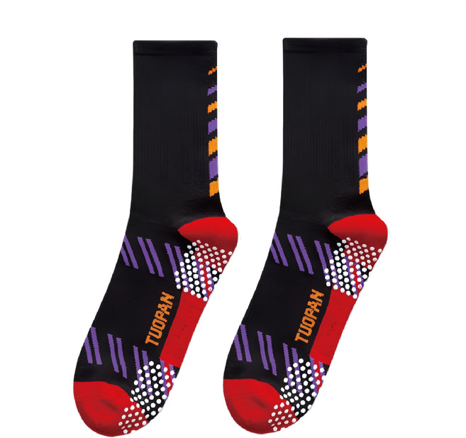 OTOBAI 歐都麥 防滑機能中筒騎行襪 24~27cm適用, 黑紅色, 1雙