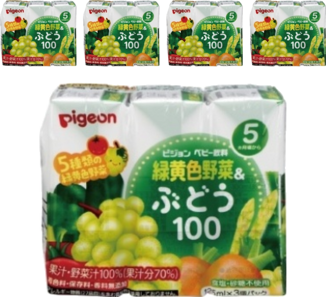 Pigeon 貝親 黃綠色蔬菜葡萄飲料, 125ml, 15個