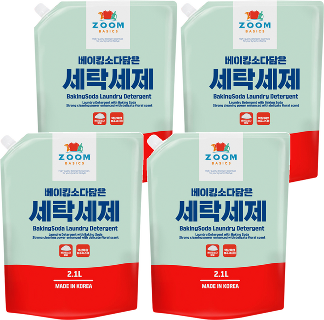 ZOOM 小蘇打洗衣精補充包, 2.1L, 4包