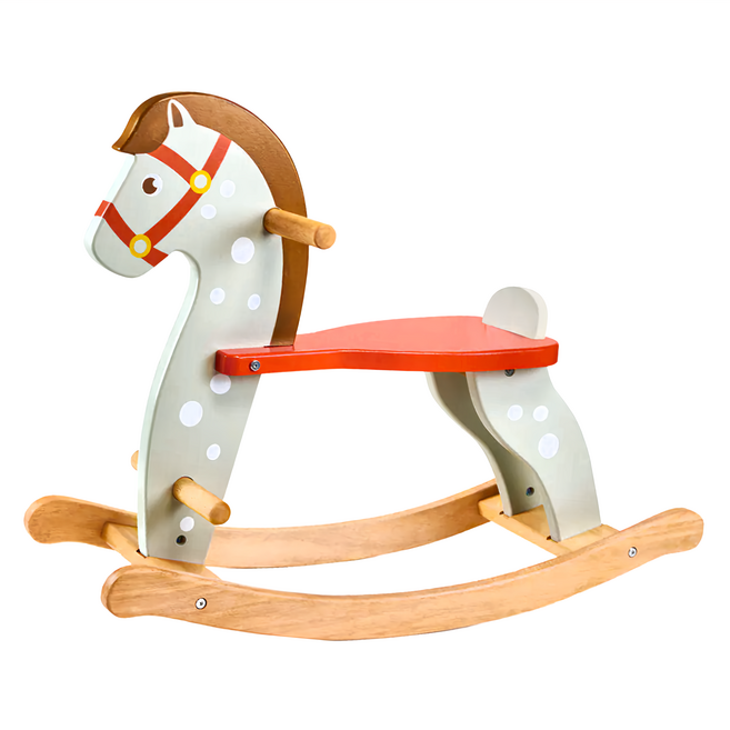 mentari活力奔騰搖搖馬 MT7953 安全木製搖搖玩具 訓練平衡感 增添童年樂趣, 灰色, 1個