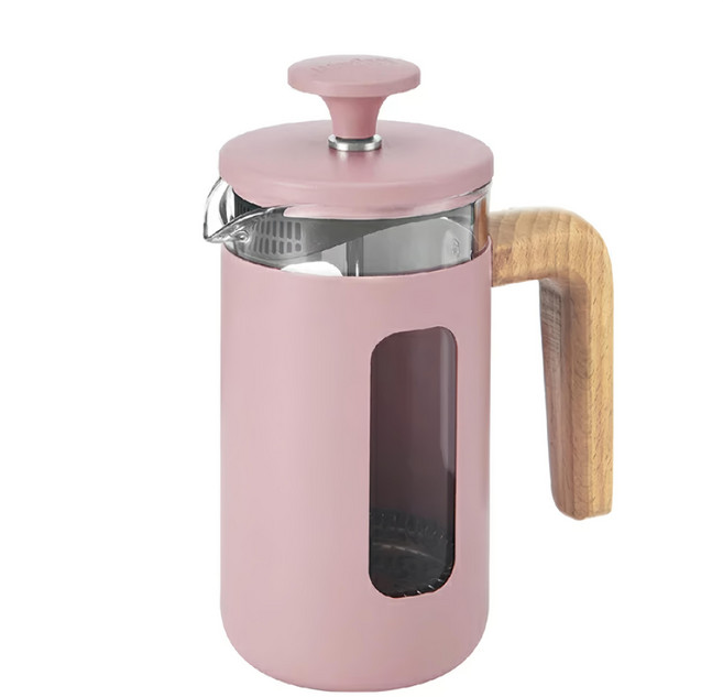 LA CAFETIERE Pisa法式濾壓壺/泡茶器/冷泡壺/沖茶器/咖啡壺 350ml 玻璃杯可拆卸 附咖啡匙、備用濾網, 莓果粉, 1個