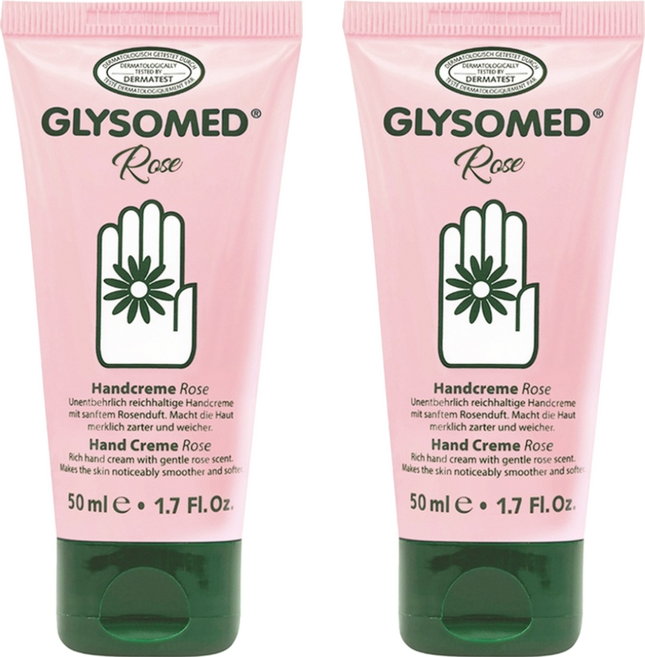 GLYSOMED 葛妮絲 台灣公司貨 經典甘菊護手霜 滋潤型玫瑰花香 敏感肌適用, 50ml, 2條
