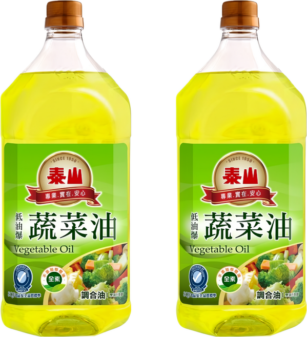 TAISUN 泰山 低油爆蔬菜油, 2L, 2瓶