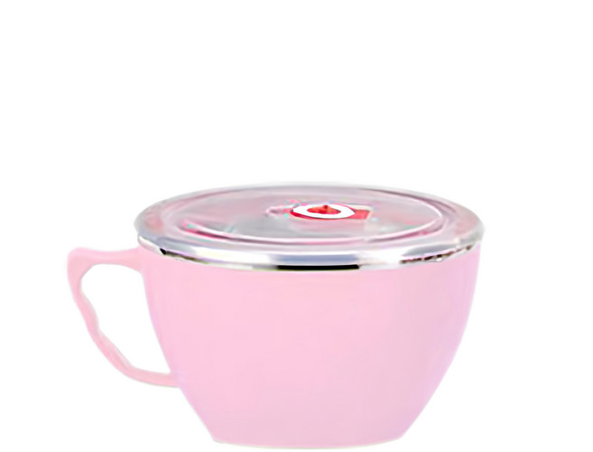 雙層304不鏽鋼泡麵保溫碗 環保無味, 橙色/藍色/粉色/綠色-顏色隨機, 1個