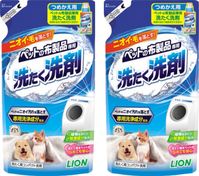 LION 獅王 寵物奈米樂洗潔劑 補充包 抗菌除菌柔軟精 除塵螨配方 清新綠草花香, 320g, 2包