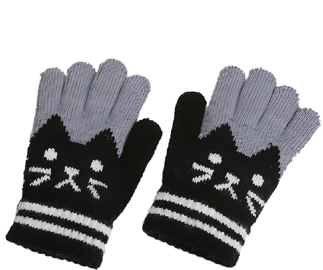 兒童防寒保暖可愛小貓針織手套