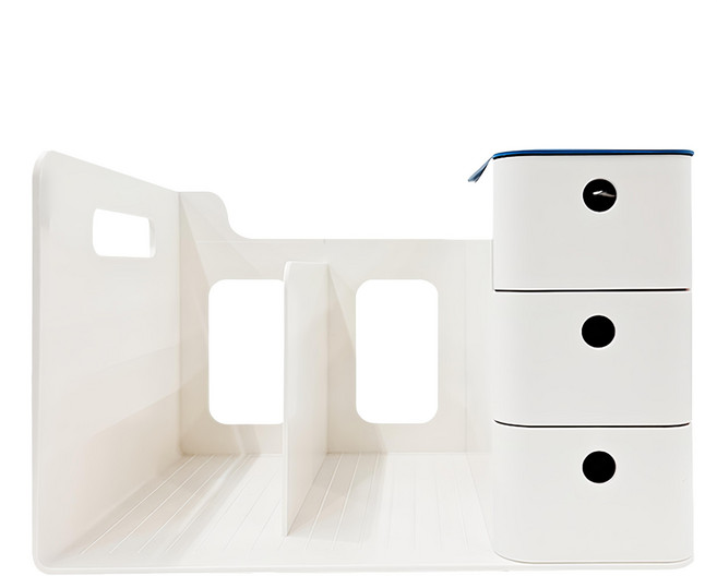 FAmILyLIFE 生活 附抽屜桌面文具書本收納置物架 A-170-B 21 x 29 x 19cm 950g, 藍白色, 1個