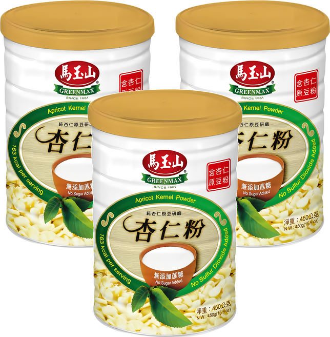 馬玉山 杏仁粉 無添加蔗糖 純杏仁原豆研磨, 450g, 3罐