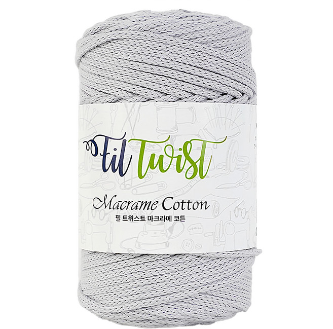 SEVY Fil Twist Macrame Cotton系列 編織棉線 100公尺 材質: 棉 原產地: 韓國, 淺灰色, 1個