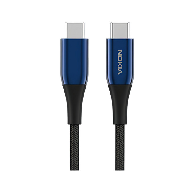 NOKIA 經典3A極速USB-C-USB-C充電線, 1.25m, 海軍藍, 1條