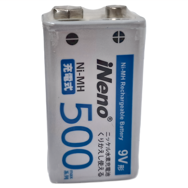 iNeno 艾耐諾 9V/500max鎳氫充電電池, 1個, 1入