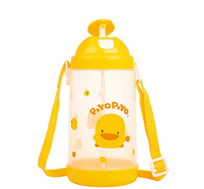 PiYOPiYO 黃色小鴨 抗菌彈跳水壺, 黃色, 800ml, 1個