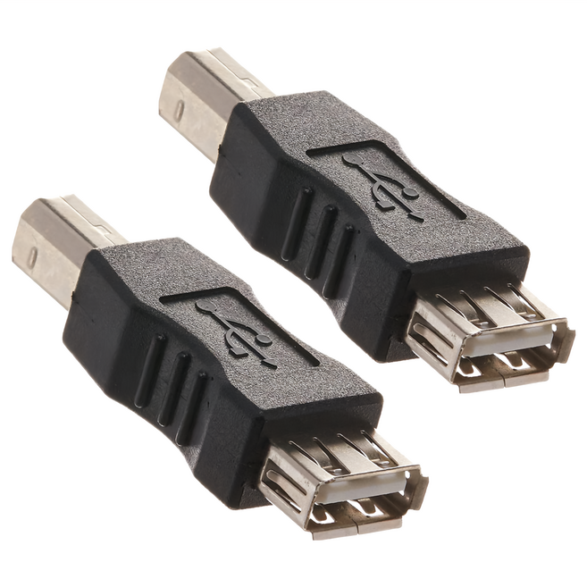 UniSync USB2.0 A母對B公印表機專用轉接頭, 黑色, 2個