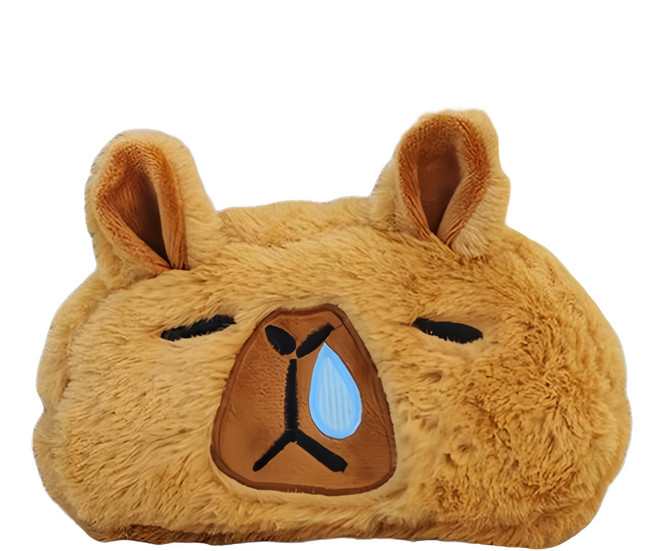 Artjoy 表情豐富水豚鉛筆盒 多功能收納包, 鼻涕 棕色, 1個