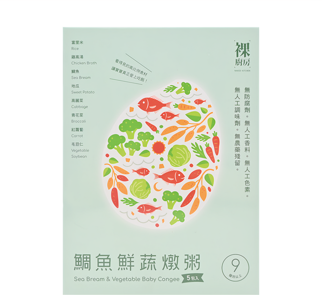 裸廚房 大寶寶粥 9~24個月適用 5包, 鯛魚鮮蔬, 800g, 1盒