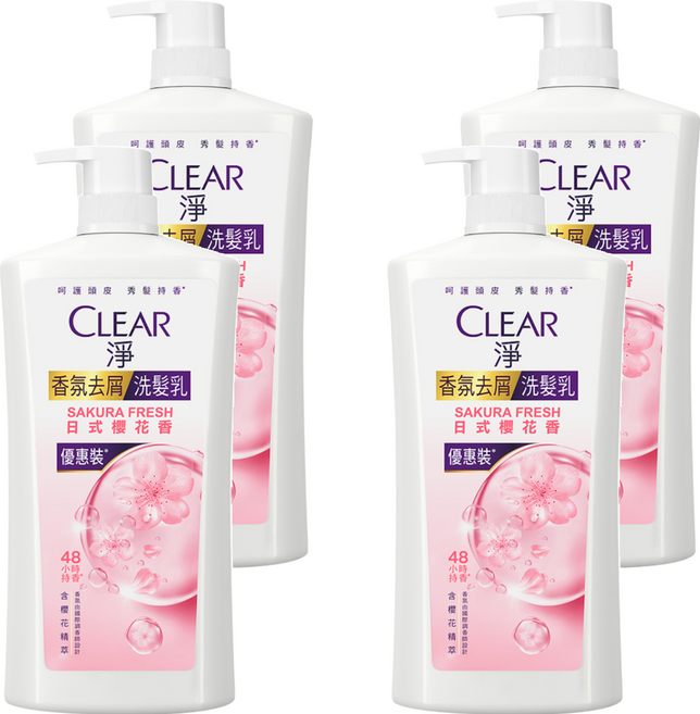 CLEAR 淨 頭皮護理洗髮乳 櫻花香, 1.2kg, 4瓶