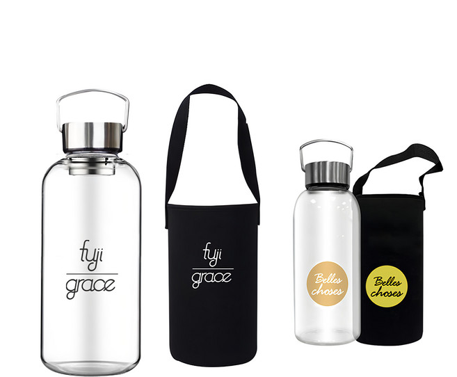 FUJI-GRACE 富士雅麗 高硼矽耐熱手提玻璃瓶大容量組 附潛水布提袋 1L + 1.5L 顏色隨機, 2.5L, 1組
