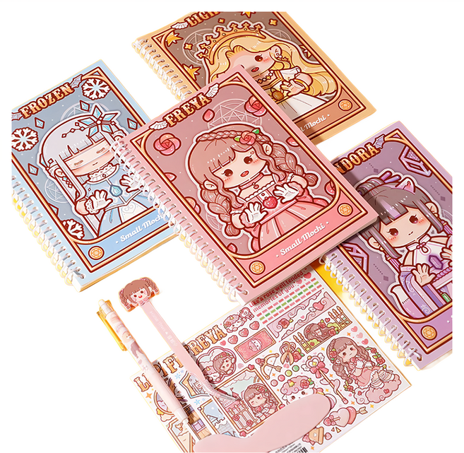 vanibaby 離型本 A4 4入組 - 可愛圖案 學生筆記本 離型設計, 小麻糬魔法, 1組