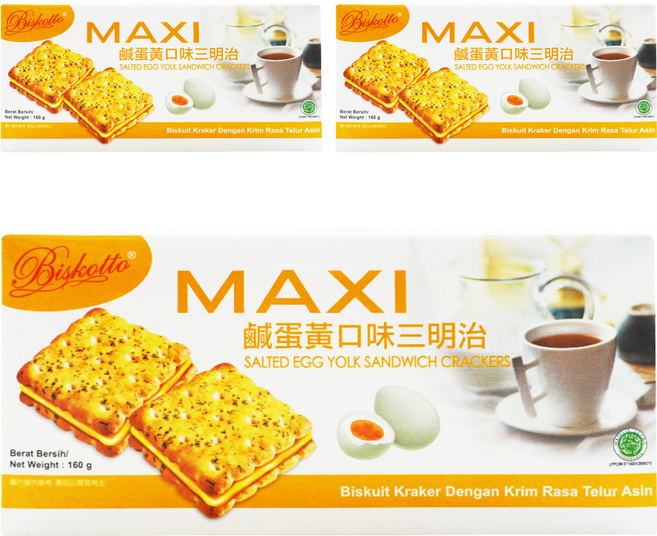 Biskotto MAXI 愛炫三明治餅乾 鹹蛋黃口味, 160g, 3盒