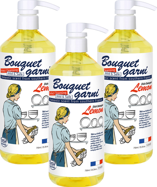 BOUQUET GARNI 環保蔬果碗盤洗潔精 檸檬香, 750ml, 3瓶