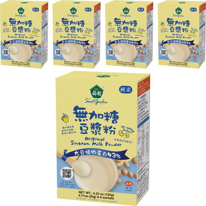 薌園 無加糖豆漿粉, 120g, 5盒