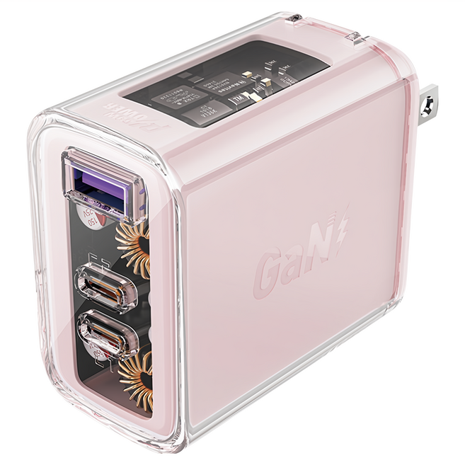 ACEFAST PD 65W 氮化鎵電源供應器 (2C+1A), 櫻花粉, 1個