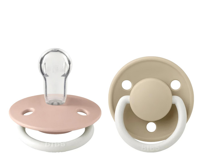 BIBS DeLux矽膠安撫奶嘴夜光2件組 0~18m 腮紅 + 香草, 2個