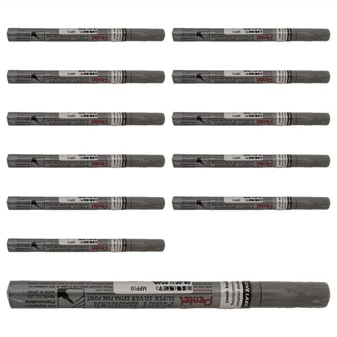 Pentel 飛龍文具 油漆筆 MFP10-Z 極細 銀色, 1色, 12支