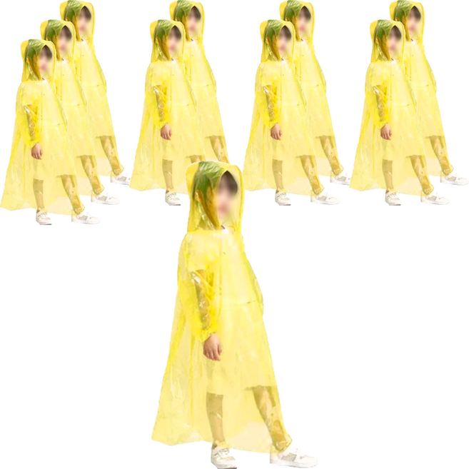 三上雨衣 輕便雨衣 兒童, 黃色, 10件