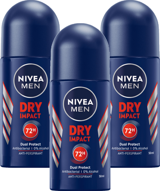 NIVEA 妮維雅 MEN 男士止汗爽身乳液 乾適活力, 50ml, 3瓶